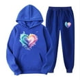 thumbnail image 2 of Feancey Sweatsuits for Women Valentines Day Trendy Hoodie 2 Piece Set Teen Girl Cute Casual Heart Print Hooded Pullover and Jogger Pant Sets Blue S, 2 of 6