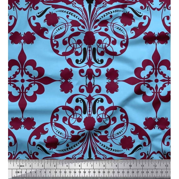 Soimoi Cotton Duck Fabric Moroccan Damask Fabric Prints by Yard 42 Inch Wide