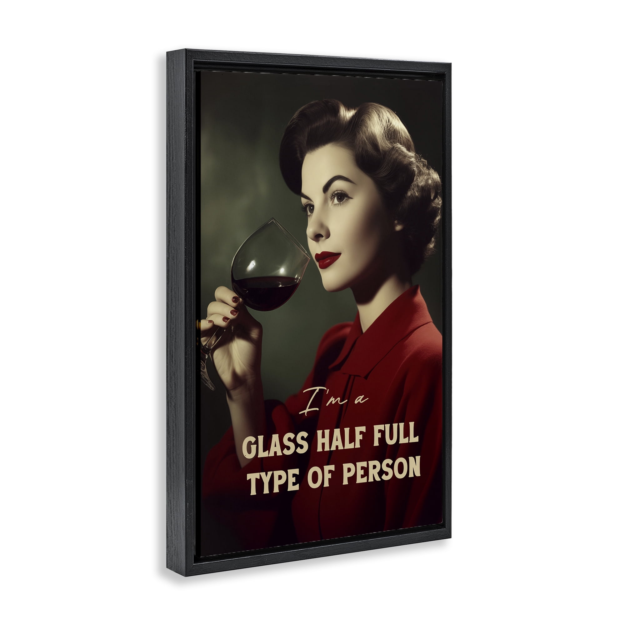 Stupell Industries Glass Half Full Person Black Framed Floater Canvas Wall Art, design by Andreas Magnusson