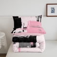 thumbnail image 2 of Erosebridal Oil Painting Comforter Sets,Abstract Artwork Comforters & Duvets,Black Pink Bedding Comforter Set,Lightweight Geometric Bedroom Decorative,Reversible,2Pcs, 2 of 5