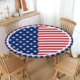 thumbnail image 2 of Patriotic Round Fitted Tablecloth with Elastic Edge,Water-Resistant 4th of July American Flag Memorial Day Table Cover for 40-44" Found Tables Red White Blue Star Table Cloth for Outdoor,Patio, 2 of 6
