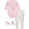 Bon Bebe Baby Girls 0-9 Months 3-Piece Fox Shoe Pant Set (Light Pink 0-3 Months)