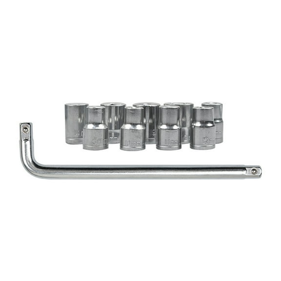 Socket 10Pcs 1/2 Wrench Socket Set 8-21mm Auto Repair Mechanical Tool Kit Mechanical Socket Tool Combination Set With Gray Storage Box