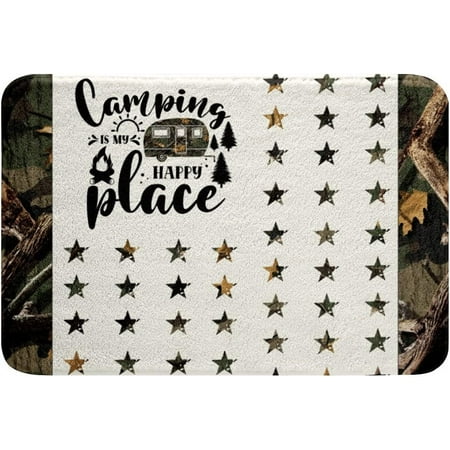 

Nature Camouflage Bath Mats Happy Camping Bathroom Mats Rugs Vintage Farmhouse Rug Carpets Floor Mat Bathroom Decorationsches for Kitchen Bedroom Door Mat 20x32 Inch