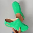 thumbnail image 2 of KIJBLAE Women's Round Toe Closed Thick Sole Wedge Slides, Solid Color Casual Beach Slippers for Spring Summer Green 43, 2 of 9