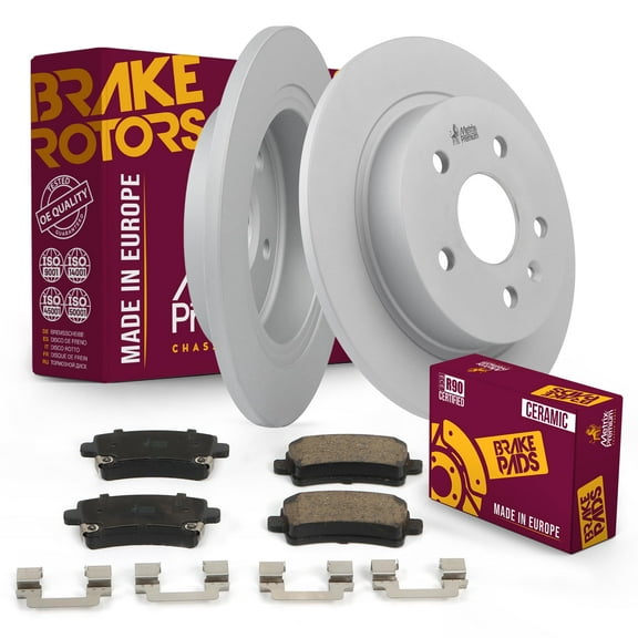 Metrix Premium Chassis Parts Rear Ceramic Disc Brake Pad Set & Solid Brake Rotor Kit Fits Buick LaCrosse,Buick Regal,Chevrolet Malibu,Malibu Limited,Saab 9-5