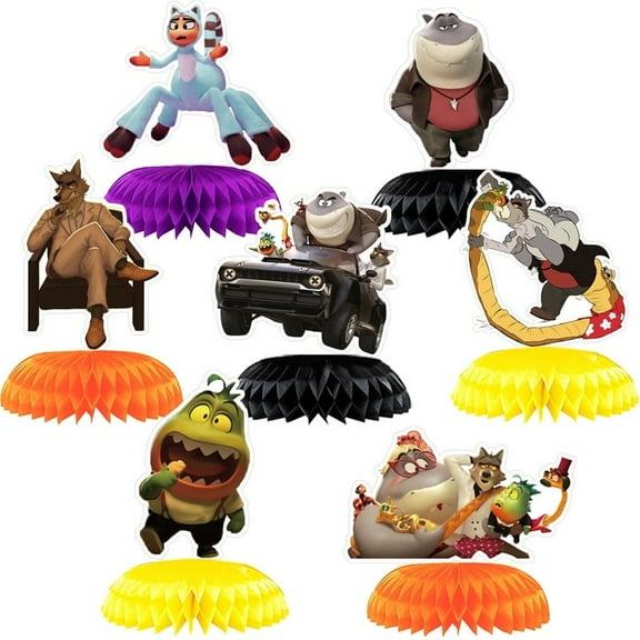 The Bad Guys Honeycomb Centerpieces 7pcs Birthday Party Decoration 3D Double Sided Table Decorations Party Supplies