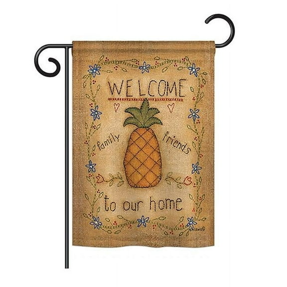 Breeze Decor BD-SH-G-100071-IP-BO-D-US18-SB 13 x 18.5 in. Welcome Sweet Pineapple Inspirational Home Impressions Decorative Vertical Double Sided Garden Flag