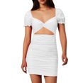 thumbnail image 1 of Vestido holgado con mangas plisadas y escote en V para mujer: vestido de noche de satén con cuello de una sola línea, sin tirantes, espalda descubierta y abertura alta, para el día a día, fiestas,, 1 of 6