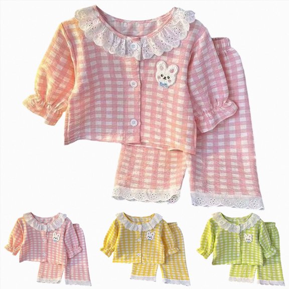 felwors Kid Girls Pajamas Set Cartoon Girls' Fashion Pajamas Set Pullover Top with Pants Kid Sleepwear(Pink,2-3 Years)