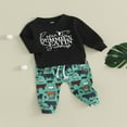 thumbnail image 3 of Sweat à Manches Longues avec Lettres et Pantalon de Bétail pour Garçons en Automne Style Western, 3 of 8
