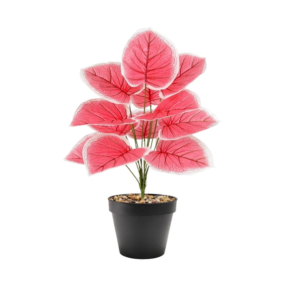 HOARBOEG Artificial Potted Tropical Plants, Realistic Faux Fake Plants with Pot for Home Office Desk Shelf Living Room Kitchen Decoration, Pink Green PVC, 22-33in