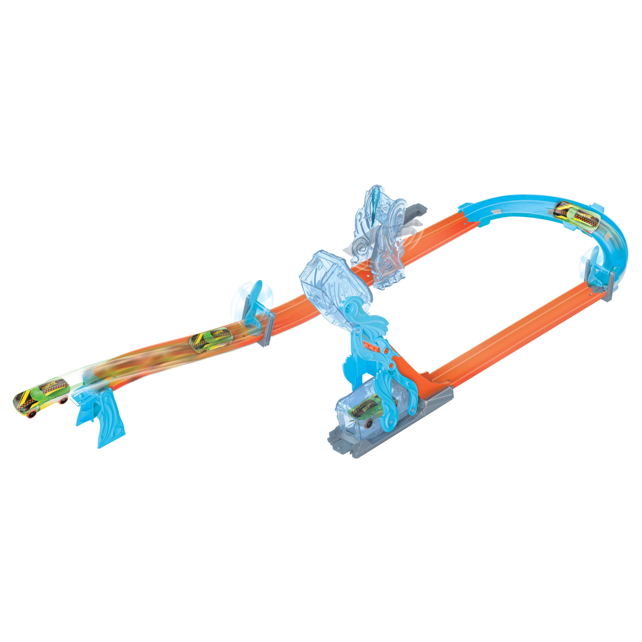 Hot Wheels Track Set, Blue Deluxe Track Builder Pack with