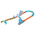 thumbnail image 3 of Hot Wheels Track Set, Blue Deluxe Track Builder Pack with Wind Theme and 1 Hot Wheels Car, 3 of 7