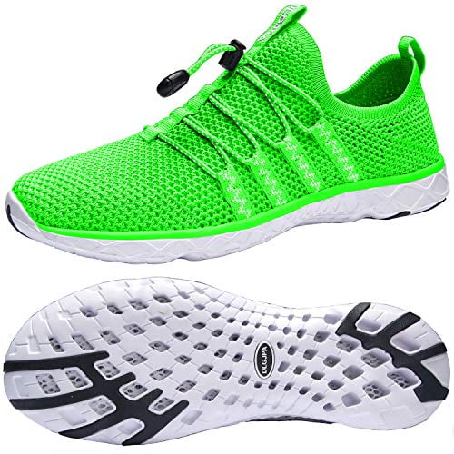 DLGJPA Men's Quick Drying Water Shoes for Beach or Water Sports Lightweight Slip on Walking Shoes, Size: 10, Green