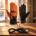 thumbnail image 2 of Ceisia Men USB Electric Heated Winter Gloves Windproof Waterproof Touch Screen Fleece Lined Adjustable Cuff Thermal Warm Hand Warmer For Cold Weather Skiing Cycling Gift, 2 of 5
