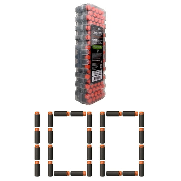 Recharge de fléchettes en mousse Adventure Force Tactical Strike 100, demi-longueur, pour pistolets professionnels, à plus de 38 mètres, compatible avec la plupart des pistolets professionnels, 14 ans