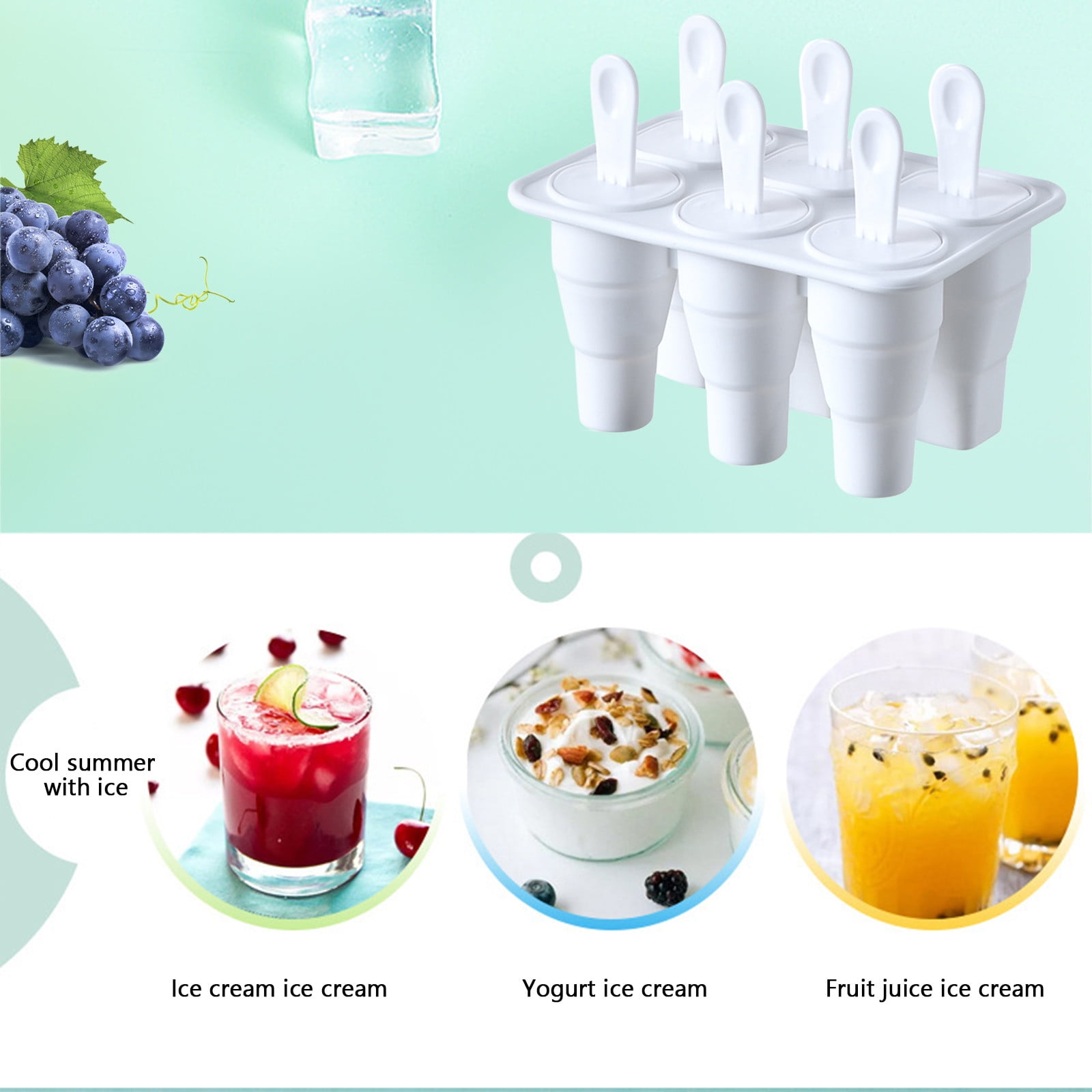 Fufafayo Popsicle Molds Silicone Reusable Ice Cream Molds, Easy Release Ice Maker for Homemade Popsicles, Foldable Ice Tray for Freezer Kitchen Party