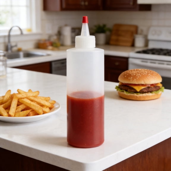 Miyuadkai 16oz Clear Plastic Condiment Squeeze Bottle, Syrup & BBQ Sauce Dispenser with Red Leak-Proof Cap Salad Dressing, and Oil, BPA-Free Kitchen Storage Container Dishwasher Safe