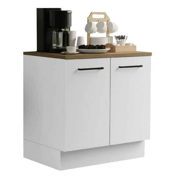 Madesa Coffee Bar Cabinet with 2 Doors Wooden Storage Unit for Kitchen, Dining Room, or Office Perfect for Organizing Coffee Makers, Supplies, and Snacks – White