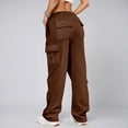 thumbnail image 3 of Cargo Sweatpants for Women 2026 Fall Winter Elastic High Waist Wide Straight Leg Casual Loose Sweat Pants with Pockets, 3 of 9