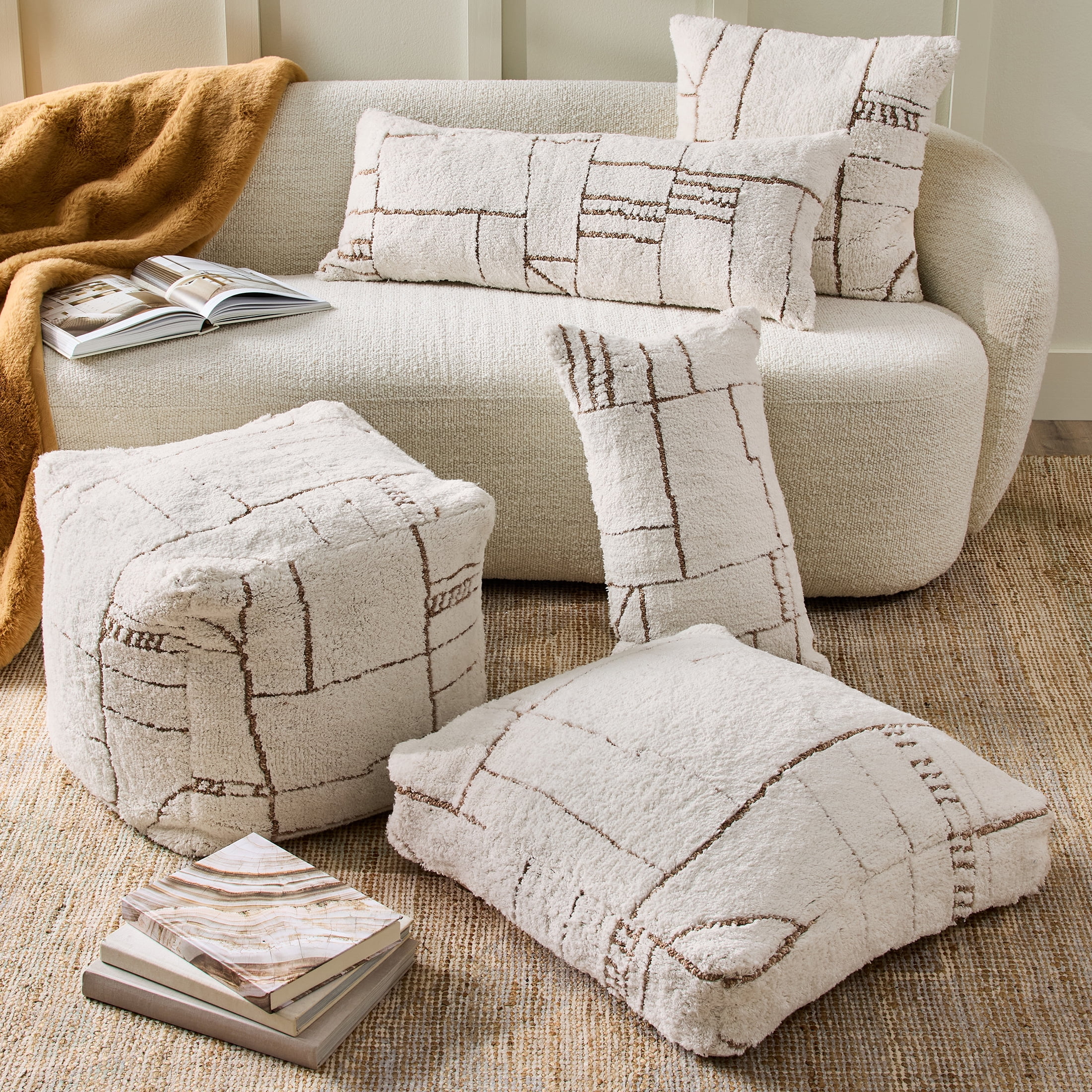 Better Homes & Gardens Dharra Organic Linework Pouf Cover