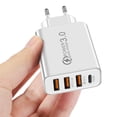 thumbnail image 2 of Cabezal De Adaptador De Carga Para Teléfono Inteligente 3Usb + Pd20W Cargador De Teléfono Tipo C Adaptador De Carga Para Teléfono Inteligente (Enchufe De La Ue Blanco), 2 of 5