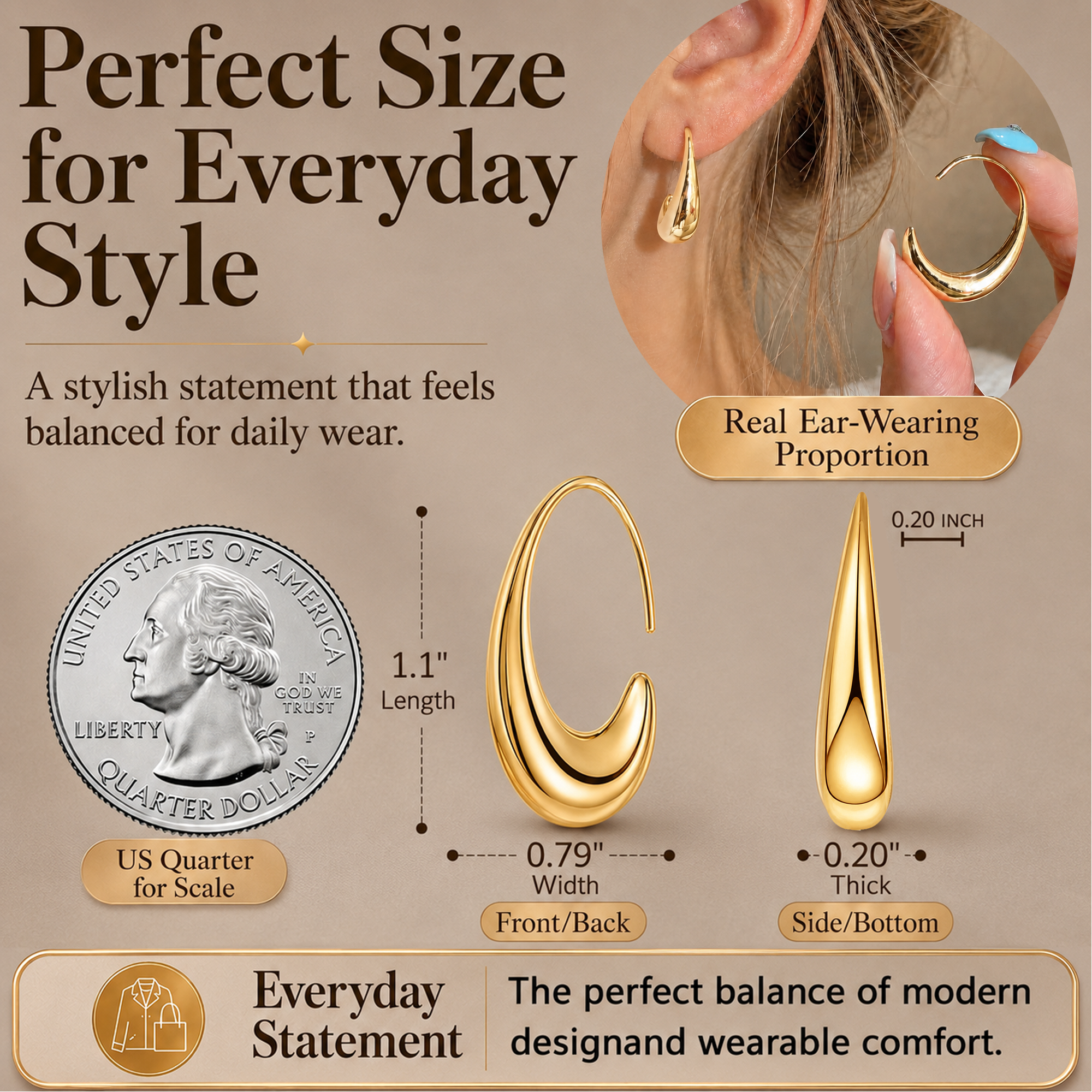 Eclipton 14K Gold Plated Crescent Hoop Earrings photo 2