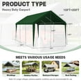 thumbnail image 2 of Kimunuk 10' x 20' Canopy Replacement Cover, Outdoor Portable Carport Replacement Canopy with Ball Bungees for Car Garage Shelter Tent Party Tent, Green ,Frame is Not Included, 2 of 6