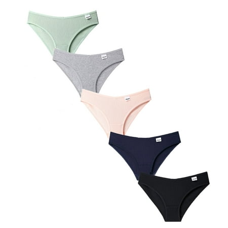 

ZMHEGW Women s Cool Comfort Brief Underwear Mid Rise Panties Underwear Solid Green L 5-Pack