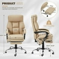 thumbnail image 2 of HOMREST Ergonomic Office Chair with 6-Point Massage & Heating, Adjustable Executive Desk Chair with Retractable Footrest, PU Leather Home Office Desk Chair for Home & Office (Khaki), 2 of 18