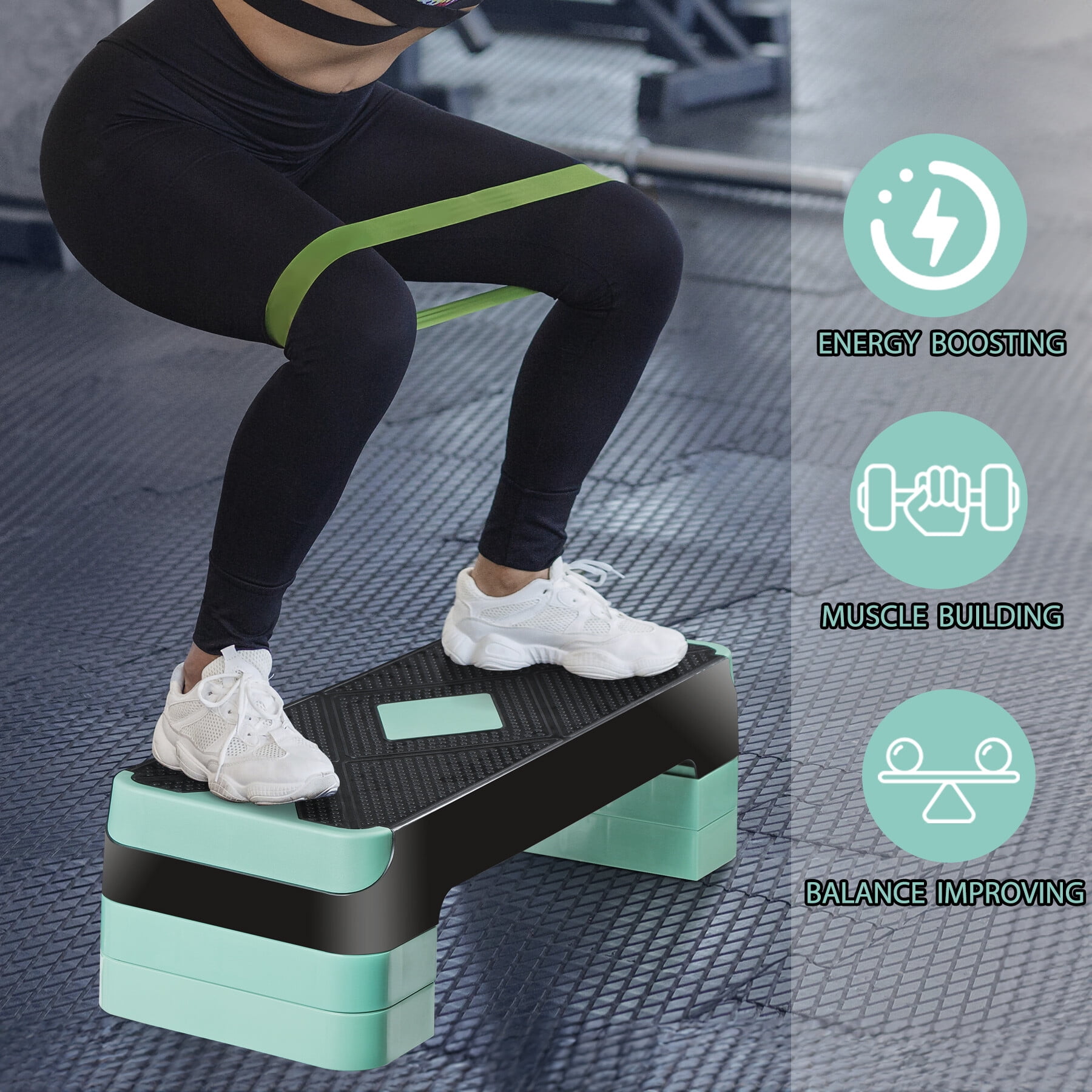 ZenSports 30 Gym Stackable High Equipment Adjustable Workout Aerobic Step Platform with 4 Risers Non Slip Surface Walmart