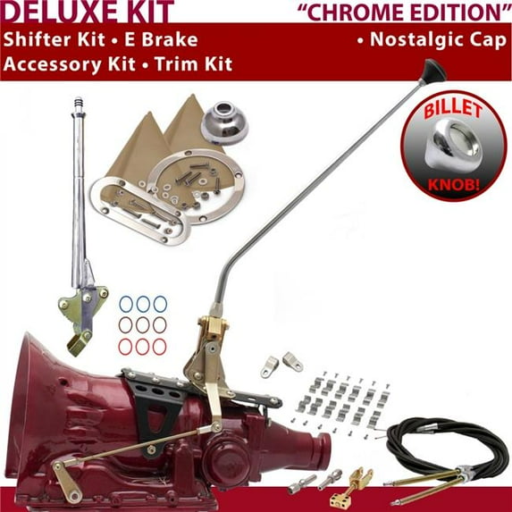 American Shifter 4L80E Shifter Kit Chrome 23 in. E Brake Cable Clamp Clevis Trim Kit for F45FE