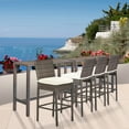 thumbnail image 3 of Outdoor Bar Table Patio Bar Height 55" Long Outdoor Console Table Hot Tub Tall Wicker High Top Pub Serving Table Narrow Sofa Sideboard Table Brown, 3 of 7