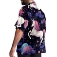 thumbnail image 3 of Starry Unicorn Men's Short Sleeve Hawaiian Poplin Shirt - Casual Printed Button Down Summer Beach Shirt for Men, 3 of 6