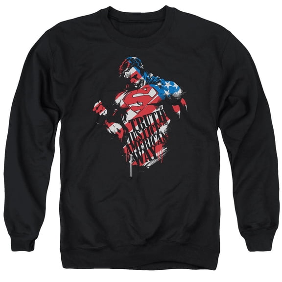 Superman The American Way Adult Crewneck Sweatshirt Black