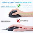 thumbnail image 4 of Ratón Óptico Vertical Ergonómico Recargable de Modo Dual USB 2.4G Inalámbrico + Bluetooth para Computadora Portátil Color Negro, 4 of 5