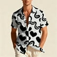 thumbnail image 2 of TaTaai Men's Valentine's Day Shirt, Black White Printed Button Down, Short Sleeve Date Top, Romantic Casual Blouse Gift, 2 of 8