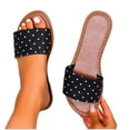 thumbnail image 5 of Faux Leather Slides Sandals for Women Polka Dot Band Breathable Casual Slippers Shoes for Daily Wear Black 6, 5 of 9