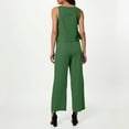 thumbnail image 6 of HXWCHs Women's Linen Two Piece Set Featuring A Button Front Sleeveless Crop top and Flowy Wide Leg Trousers for A Summer Outfit Green XL, 6 of 7