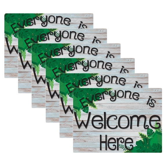 Smart Poly Computer Mouse Pad, 8" x 10", Everyone is Welcome Here, Beech Wood, Greenery, Pack of 6