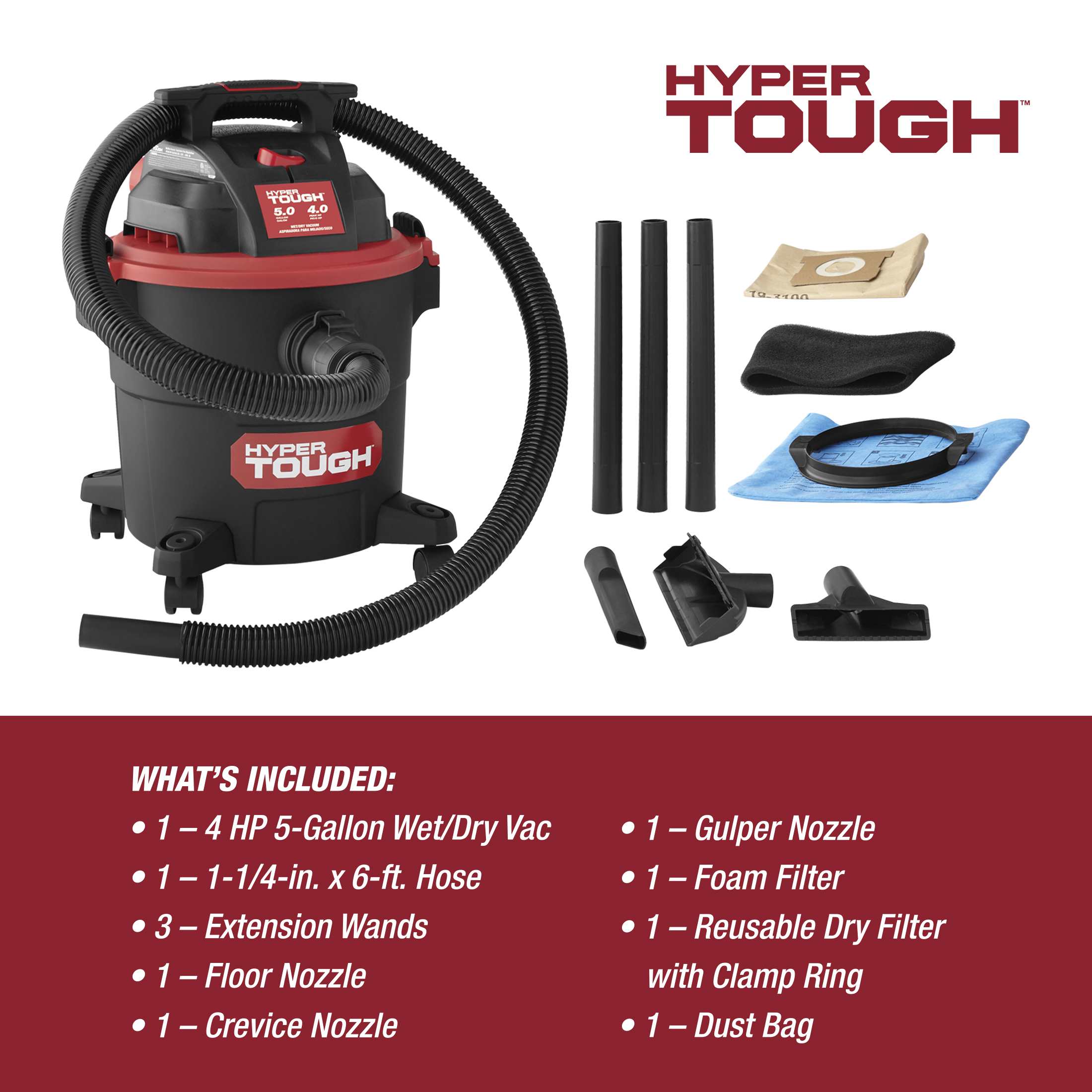 Hyper Tough 5 Gallon 4 HP Wet/Dry Vacuum photo 5