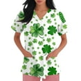 thumbnail image 3 of yuCgh Women's Short Sleeve V-Neck Work Top with Pocket, St. Patrick's Day Print, Casual Nursing Uniform Shirt for Women,Dark Green S, 3 of 4