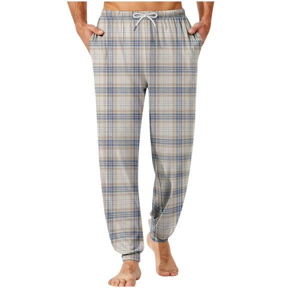 Bovxnpu Mens Pajama Pants Plaid Sleep LoungewearPants Pajama Bottoms with Pockets, Men's Lightweight Pajama Pants Soft Loungewear Sleep Joggers Adjustable Drawstring & Pockets All-Season Sleepwear