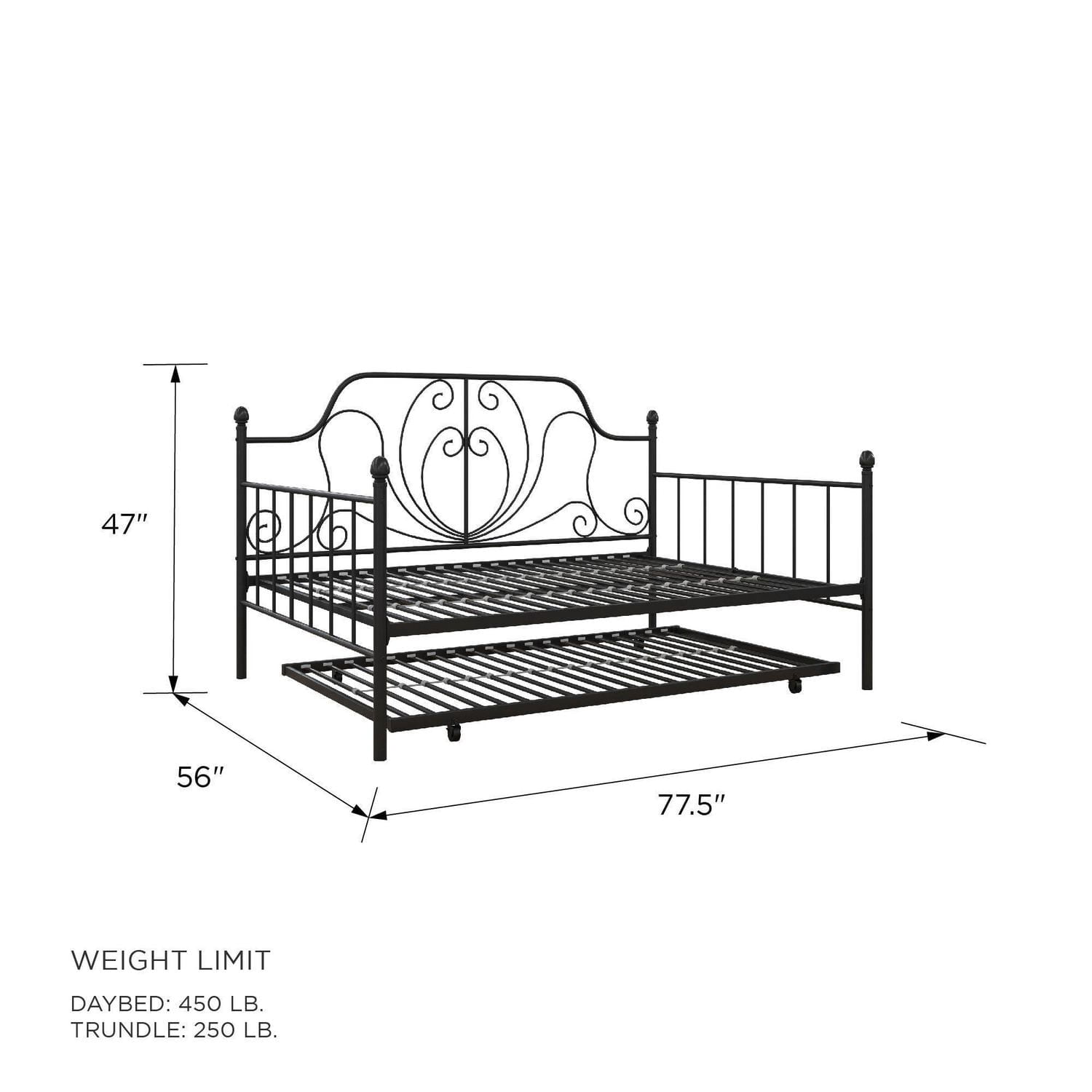 DHP Ivorie Metal Daybed with Trundle