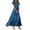 Blue, variant on Women's Patriotic Maxi Dress USA Flag Inspired Star Print V Neck Short Sleeve Independence Day Summer Dress for Beach and Holiday Celebrations White M