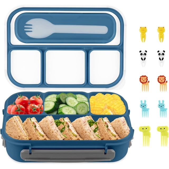 Bento Box 1300 ml-4 Compartimentos, Fiambrera para Niños, Contenedor de Almuerzo para Adultos/Niños/Pequeños, Fiambrera Bento Apta para Microondas, Lavavajillas y Frigorífico sin BPA (