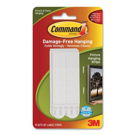 Command 17206 Picture Strip, Detachable, 7200 g, 4 Sets of 2 Stripes, Size L, White