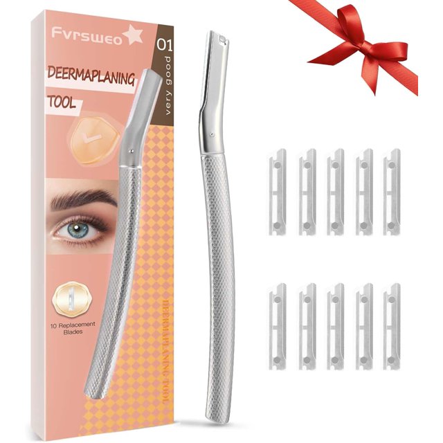 Dermaplaning Tool for Face - Dermaplane Razor for Women Face with 10 Replaceable Blades - Professional Womens Face Razor Peach Fuzz - Facial Hair Removal for Women & Eyebrow Hair Removal
