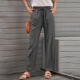 thumbnail image 7 of Laqbezok Women's Cotton Linen Pants, High Waist Drawstring Casual Loose Trousers with Pockets for Summer Beach Travel Vacation, 7 of 7